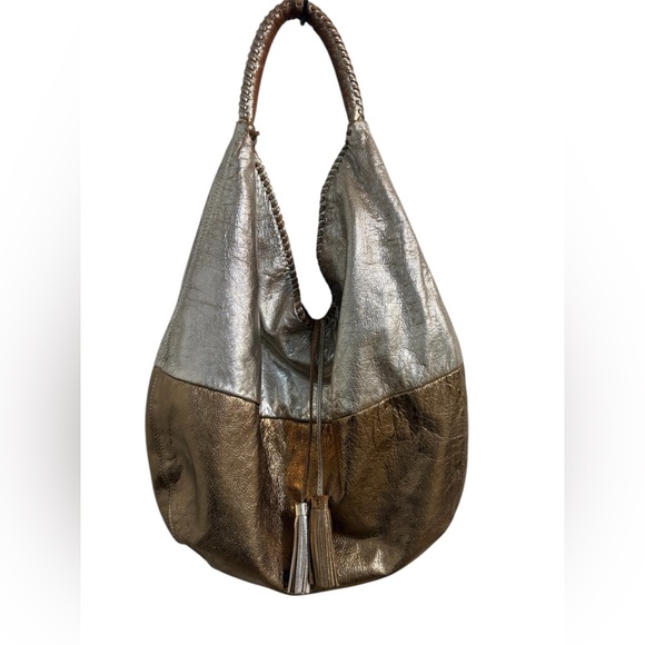 Sharif Handbags - Sharif Metallic Silver and Bronze Hobo Bag